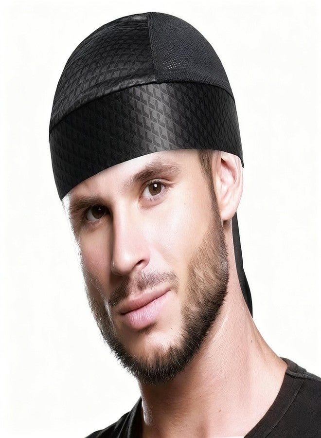 Sunkizzrs Unisex Nylon Breathable Durag Headwear Pirate Hat Bandana Head Wrap Headwear Sweat Wicking Helmet Liner/Cooling Skull Cap (Black), Free Size - Image 2