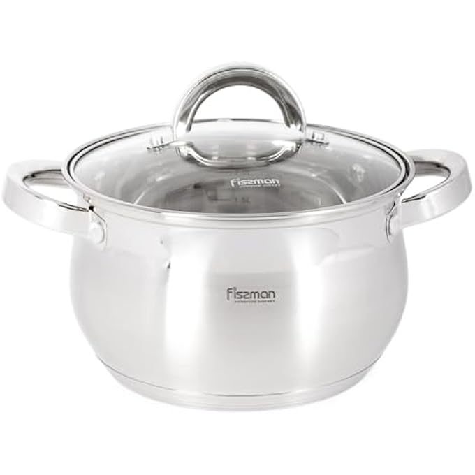 Fissman Stockpot With Glass Lid 16X105Cm  21 Liter With Measuring Mark Stainless Steel Stockpot Felina Series  StayCool Handle  Induction Ready  Dishwasher Safe  Compatible With All Stovetops - Image 4