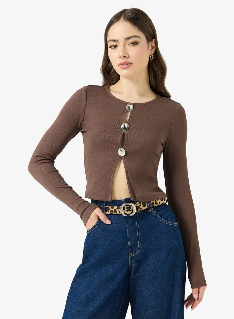 ONLY Casual  Long Sleeve Crop Top