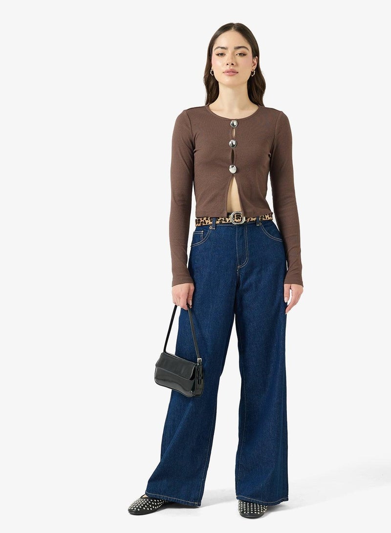 اونلي بلوزة قصيرة بأكمام طويلة كاجوال - Image 2