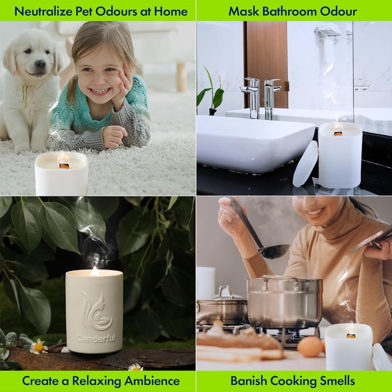 Absorbia ABSORBIA Sleeping Sandalwood Bliss Premium Scented Candle with 6 Perfume Concentrates Essential Oil Soybean Wax 180g 36Hour Burn Time Ceramic Cup 66x65x92cm - Image 5
