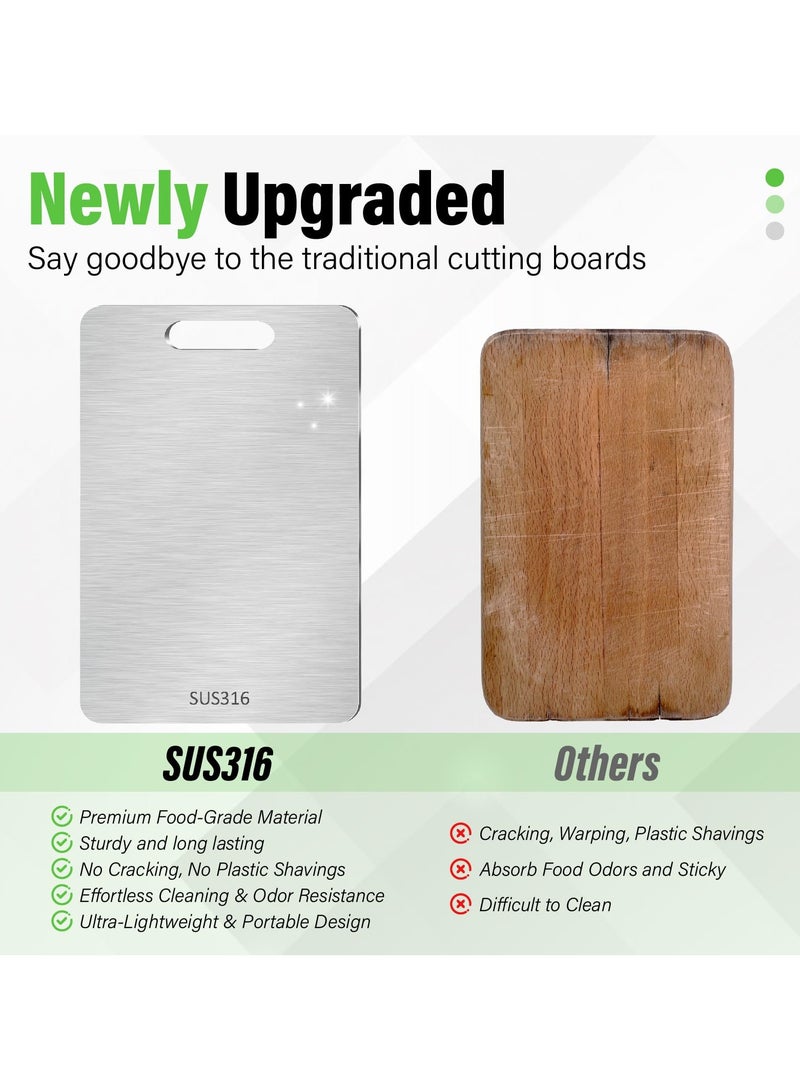 Flushrenic Stainless steel cutting board, kitchen double-sided cutting board, SUS 316 food-grade non-toxic stainless steel cutting board for meat, fruits, and vegetables, chopping board, cutting board, chopping block, minced meat pad, thickened stainless steel, heavy-duty non-slip, double-sided, suitable for kitchen home use for meat, vegetables, fruits, and cheese. - Image 3