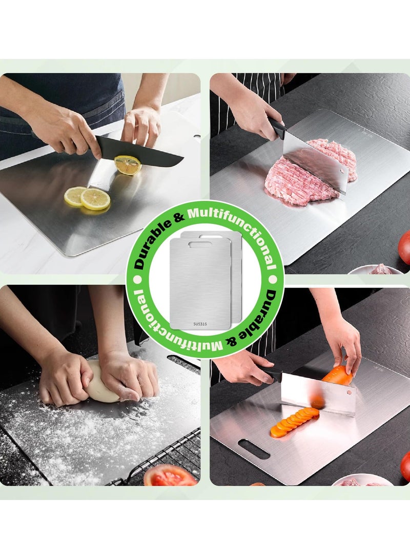 Flushrenic Stainless steel cutting board, kitchen double-sided cutting board, SUS 316 food-grade non-toxic stainless steel cutting board for meat, fruits, and vegetables, chopping board, cutting board, chopping block, minced meat pad, thickened stainless steel, heavy-duty non-slip, double-sided, suitable for kitchen home use for meat, vegetables, fruits, and cheese. - Image 5