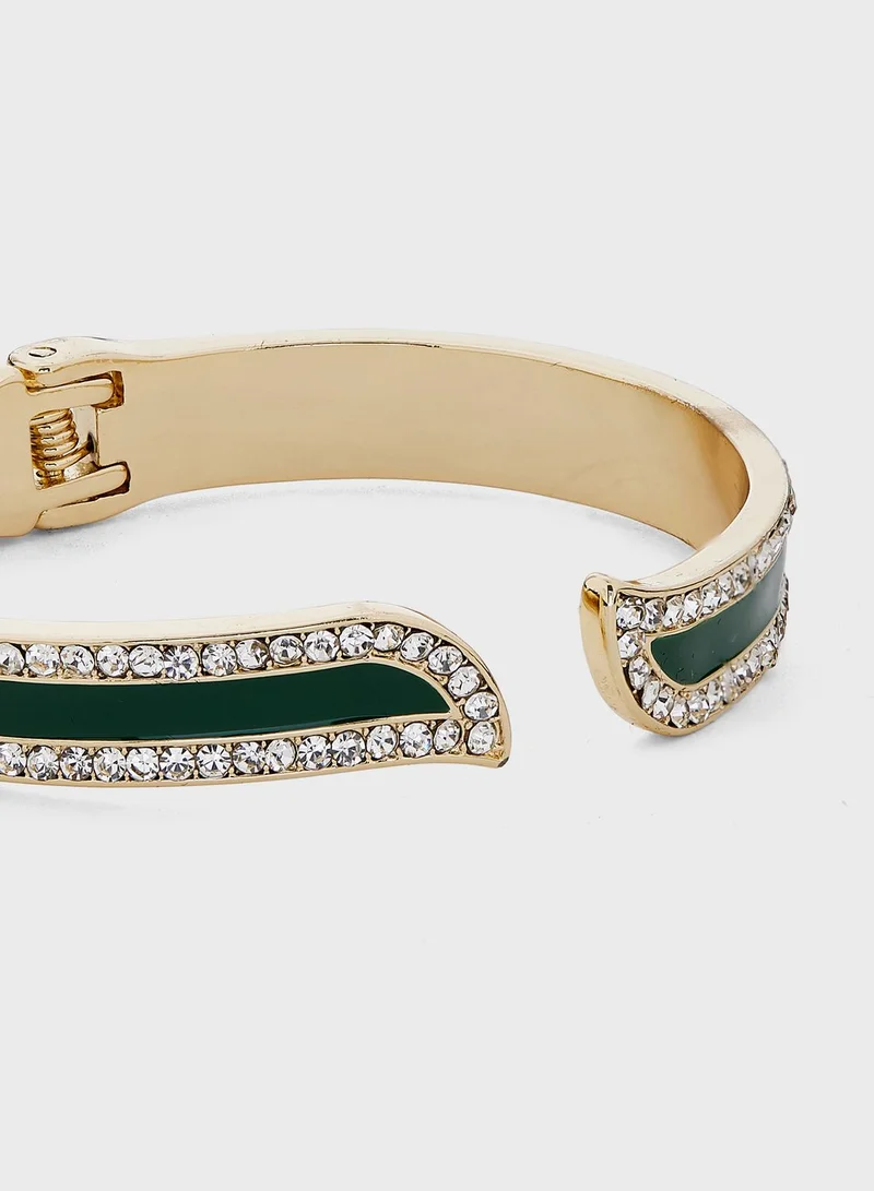 Khizana Arabic Initial "A"Diamante Cuff Bracelet