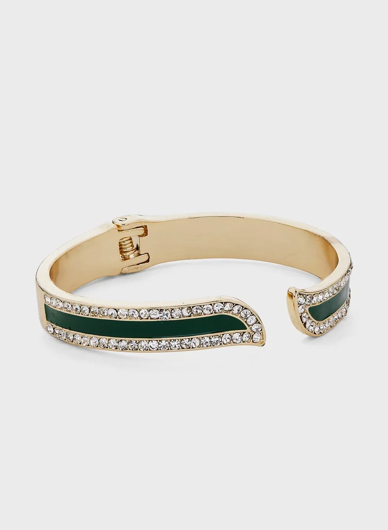 Khizana Arabic Initial "A"Diamante Cuff Bracelet