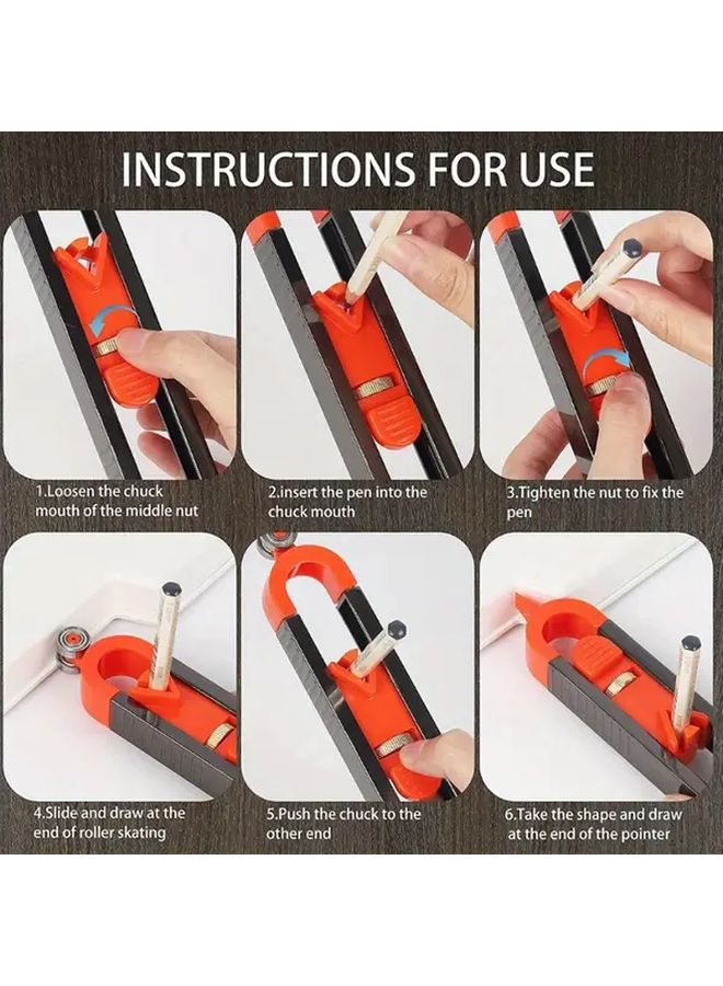 Orange Contour Gauge with 2 Pencils Adjustable Locking Woodworking Tool - Image 4