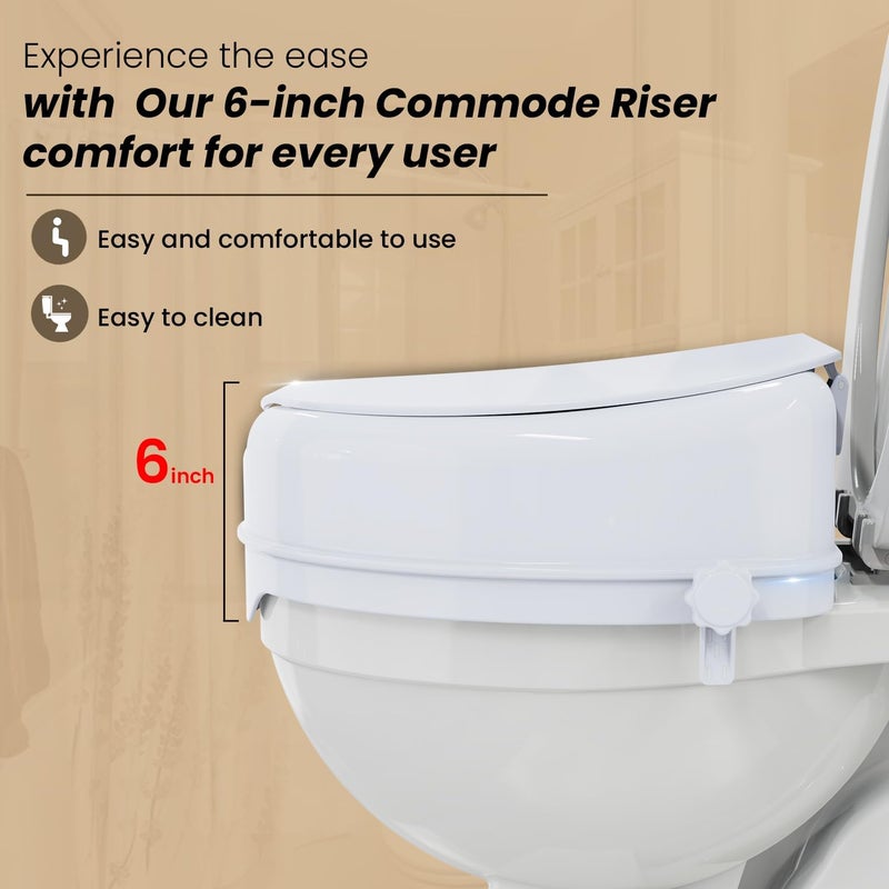 MCP 6-Inches With Lid Toilet Commode Seat Raiser Elevator Extension 7060D|Fits In Egg/Oval Shaped Commodes Only|Handicap, Knee Patients, Old Senior Citizen|Easy To Install,White - Image 5