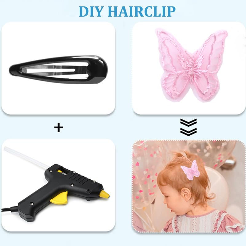 Vshinic 16pcs Butterfly Lace Trim, Butterfly Decor Applique Patches,Double Layers Organza Butterfly Lace Fabric Embroidery Sewing Lace DIY for Wedding Bride Hair Dress Hat Accessories(Pink) - Image 5