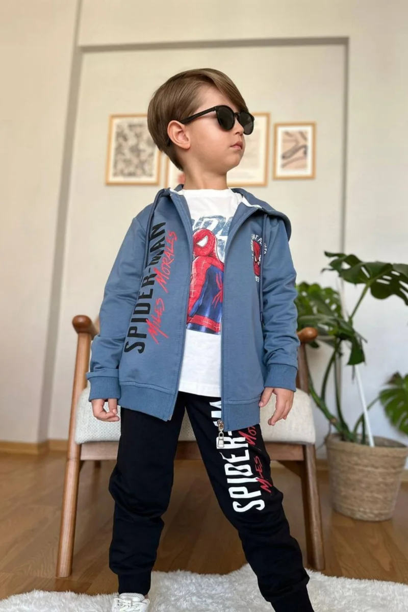 SPIDERMAN Boy 3 Piece Hooded Set Tracksuit - 2 Yarn Lycra Fabric