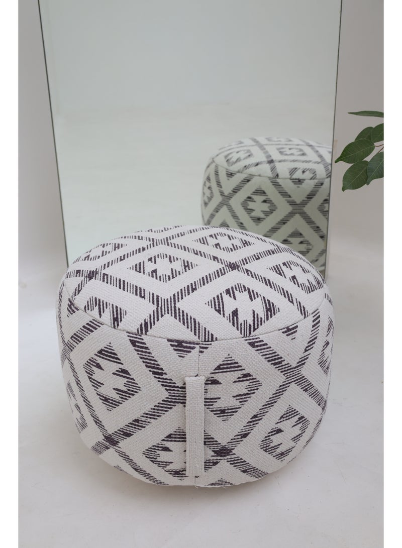 Ramsha Printed Cotton Pouf home Decor Pouf with handle Cotton seating Pouf– PF-185 pouf for living room - Image 5