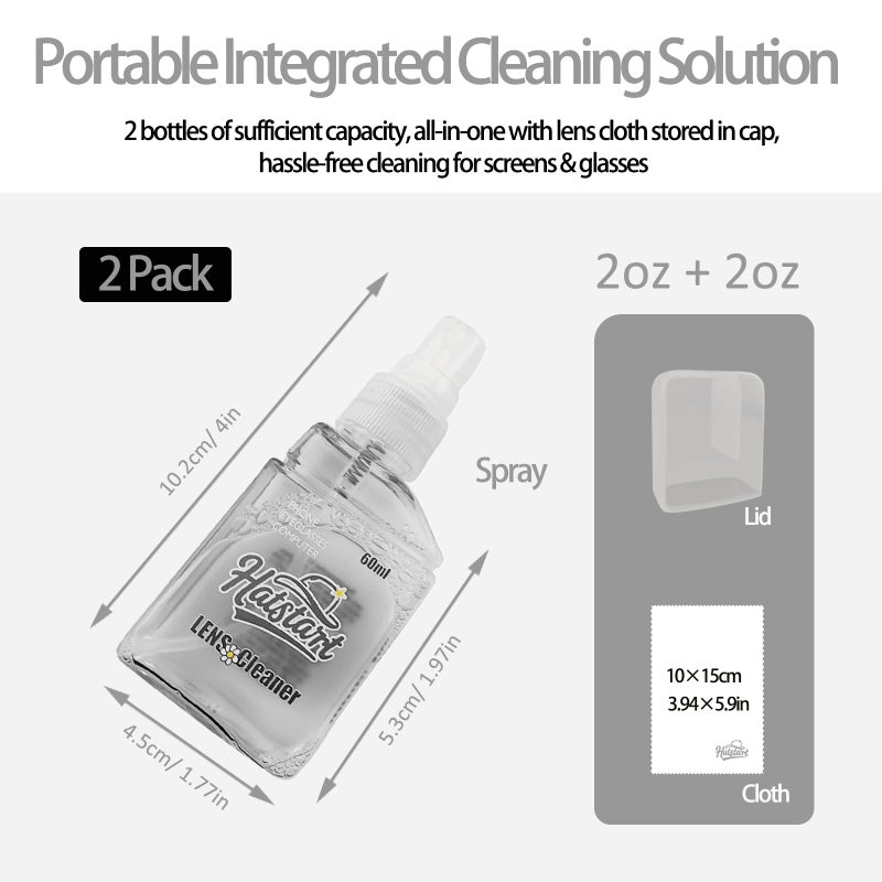 Hatstart Laptop Screen Cleaner Kit: Phone Touchscreen Mist Spray and Cloth Wipes 2-Pack Grey, Hatstart Tablet Cleaning Kit for Car Display Computer TV PC Eyeglass, Compatible with iPhone, iPad, MacBook Pro - Image 3