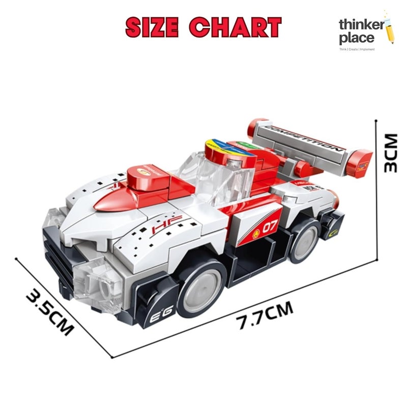 ThinkerPlace سيارة سباق سوبر 8 في 1 من ثينكر بليس - نجمة بيضاء (98 قطعة) | تعلم عن السرعة | مجموعة مكعبات بناء للأطفال من عمر 6 سنوات فما فوق | لعبة تعليمية STEM | بناء، جمع وإنشاء روبوت | لعبة علمية وتعليمية - Image 5