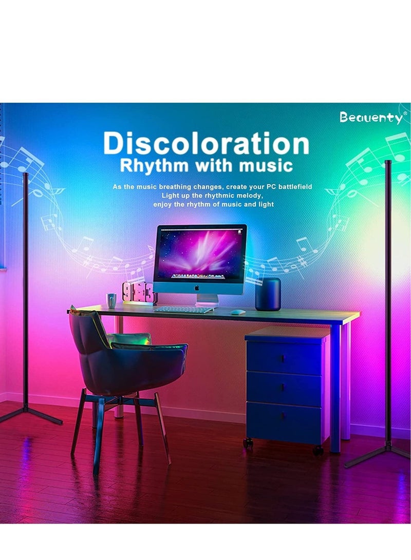 ELTRAZONE Corner Floor Lamp, 59" Dimmable Standing Floor Light,Minimalist RGB Color Changing Led Corner Light with Music Mode,Corner Lamp with APP and Remote Control, for Living Room/Bedroom/Home Decor - Image 5