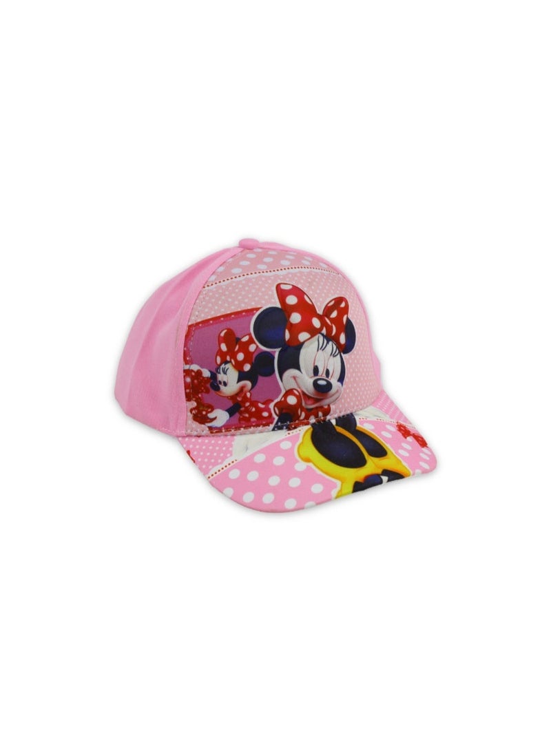 Girls Cap – Pink with Minnie Mouse Print - Image 1