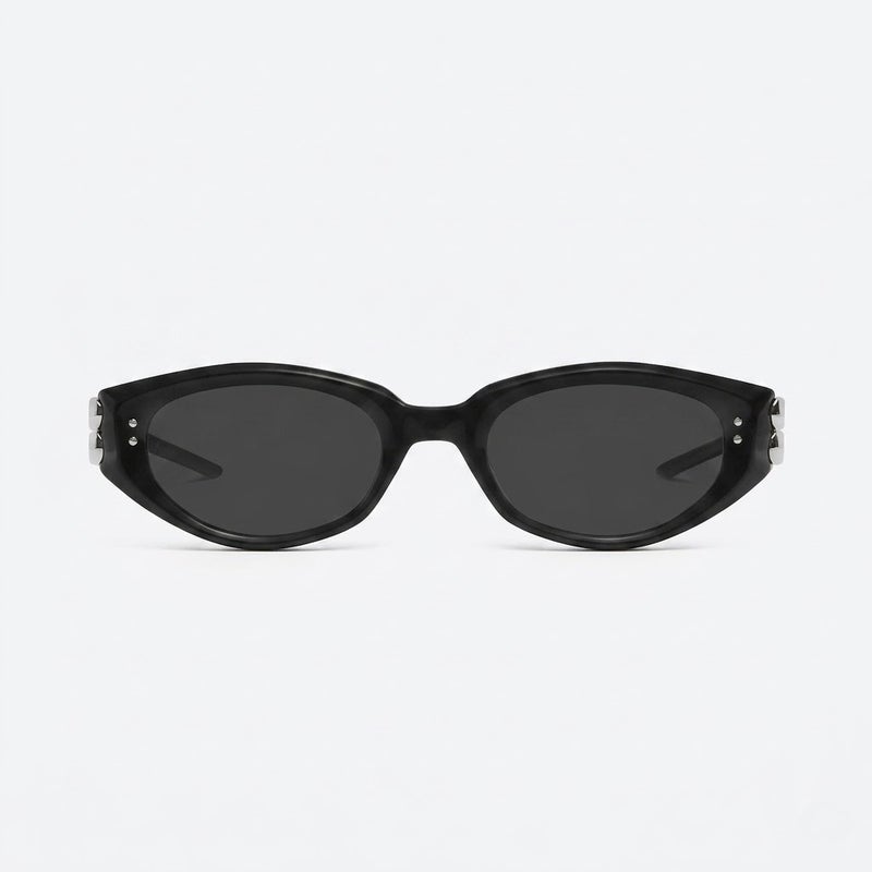 جنتل مونستر نظارات شمسية Gentle Monster KUNST SIL 53 Premium Cat-eye للجنسين - أسود وفضي - Image 2
