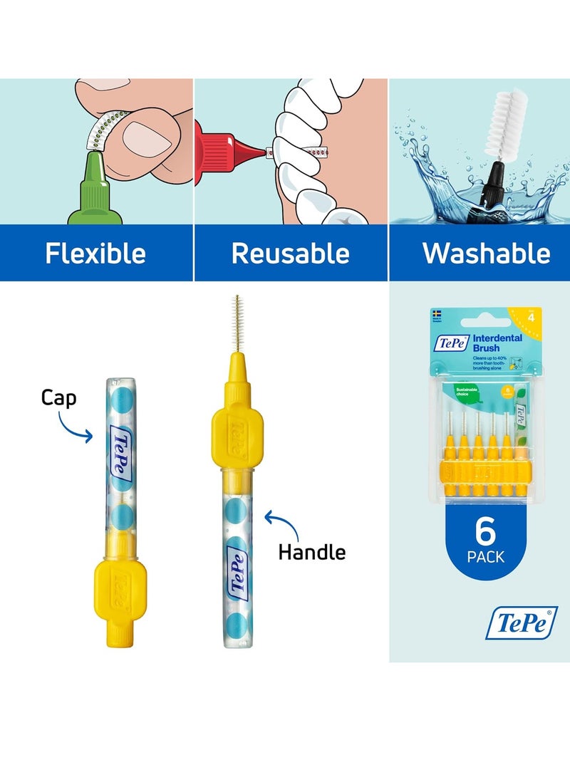 TEPE Interdental Brush Original, Soft Dental Brush for Teeth Cleaning, Pack of 25, 0.7 mm, Medium Gaps, Yellow, Size 4 - Image 2