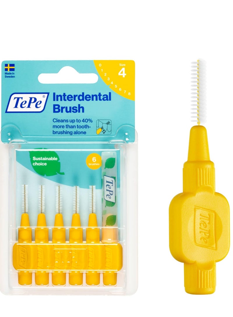 TEPE Interdental Brush Original, Soft Dental Brush for Teeth Cleaning, Pack of 25, 0.7 mm, Medium Gaps, Yellow, Size 4 - Image 1