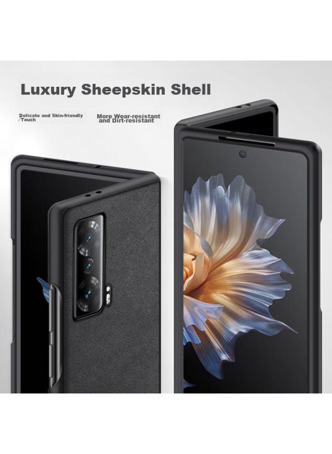 Shangsu شانغسو، مناسب لـ، غلاف هاتف هونر ماجيك في إس، غطاء حماية ماجيك في إس، جلد خروف طي يسار ويمين، غلاف سيليكون ناعم لهونر، مضاد للصدمات من هواوي، للنساء والرجال، غلاف خارجي، أسود نجمي - Image 5