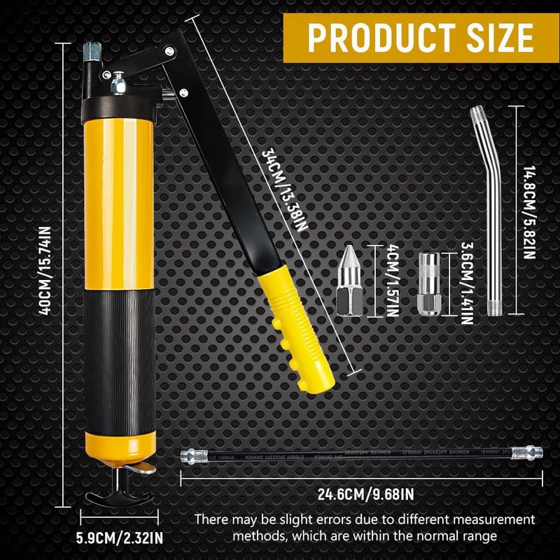 ® Serplex Heavy Duty Grease Gun Kit, 500cc Pistol Grip with Flexible Hose, Rigid Extension Pipe, Basic Coupler & Sharp Nozzle, Professional Lubrication Tool for Garage & Workshop - Image 2