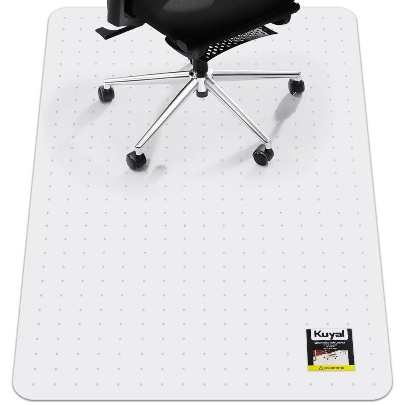 Kuyal Office Chair Mat for Carpet, 32x55 Clear Heavy Duty Computer Chair Mat, Under Desk Protector Carpeted Floors Mat, Easy Chair Movement,Ship Flat - Image 1