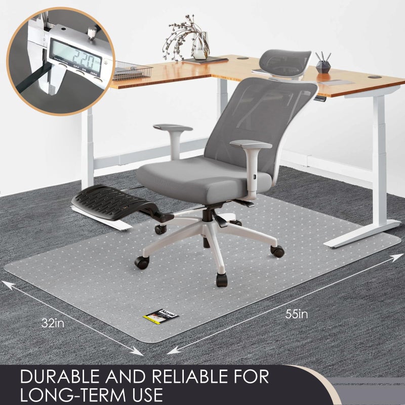 Kuyal Office Chair Mat for Carpet, 32x55 Clear Heavy Duty Computer Chair Mat, Under Desk Protector Carpeted Floors Mat, Easy Chair Movement,Ship Flat - Image 4