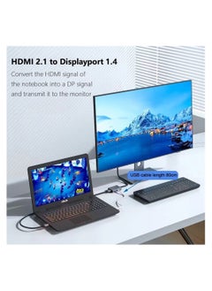 Generic HDMI to Displayport 8K Adapter with USB Power, HDMI 2.1 Female to DP 1.4 Male Converter Support 8K@30Hz/4K@120Hz/2K/144Hz for Xbox One/PS4/PS5/NS  - Image 3