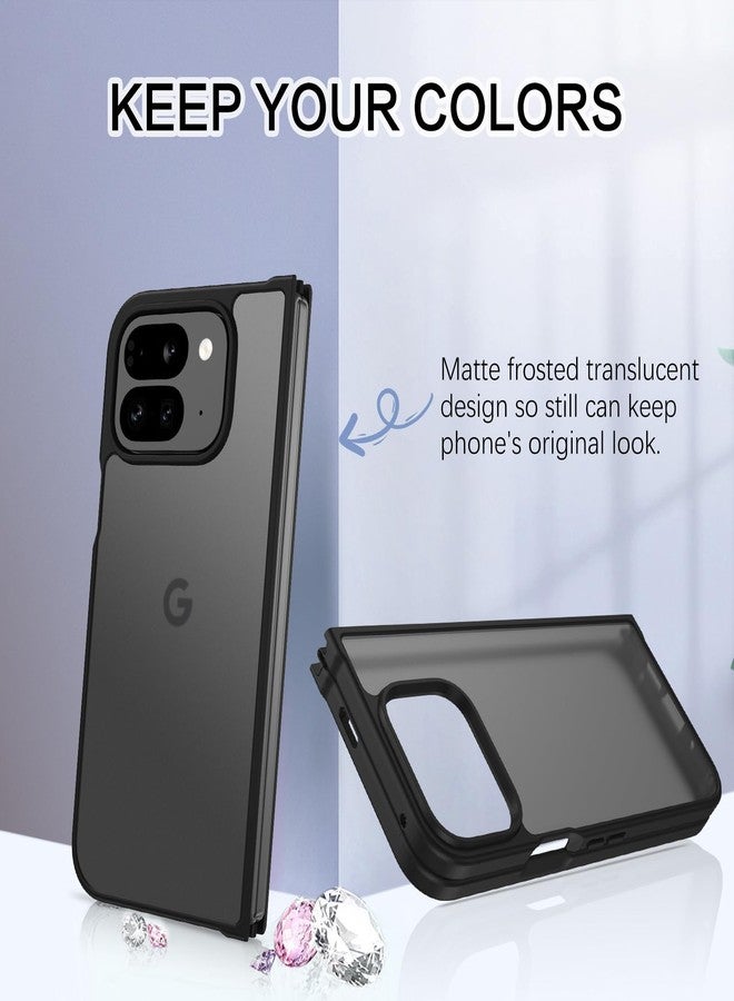 BENTOBEN for Google Pixel 9 Pro Fold Case, Translucent Matte Reveal Logo Slim Thin Shockproof Anti-Yellow Lightweight Women Men Boys Girls Protective Phone Cover Cases for Pixel 9 Pro Fold 8.0", Black - Image 2