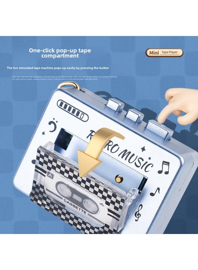 Children's Retro Tape Machine Mini Music Radio Recorder Keychain Schoolbag Pendant Toy-Color:Ryb316 Tape Machine Gold  - Image 4