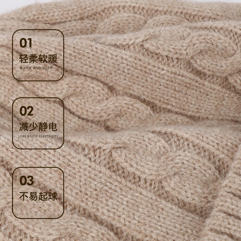 Hemp Pattern Knitted Winter Hat – Warm Dome Style for Men and Women - Image 4