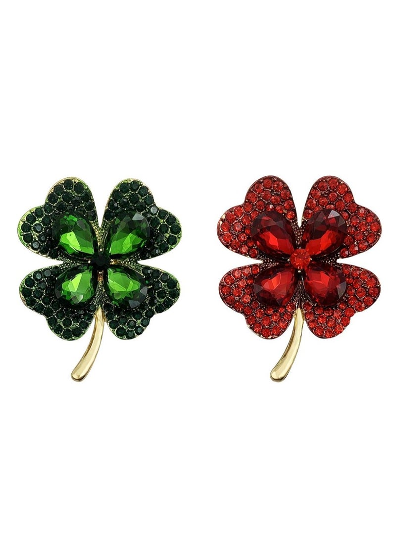 Oasisgalore - Patrick's Day Good Luck Charm Green Four Leaf Shamrock Clover Pin Brooch for Women Girls - Image 1