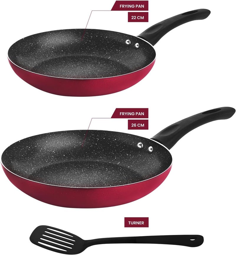 RAJ طقم أواني الطهي غير اللاصقة 22 سم و 26 سم مع ملعقة - Image 2