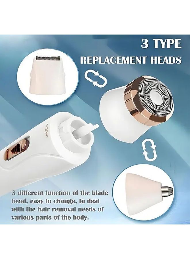 Purple 3 In 1 Painless Epilator For Women With Facial Nose Trimmer USB Rechargeable Hair Removal Kit - Image 5