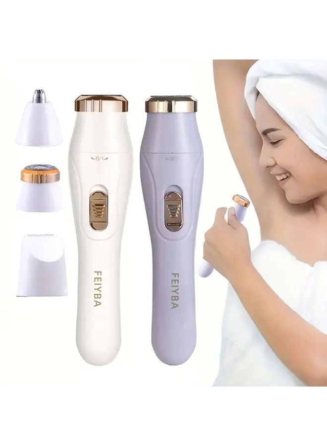 Purple 3 In 1 Painless Epilator For Women With Facial Nose Trimmer USB Rechargeable Hair Removal Kit - Image 4