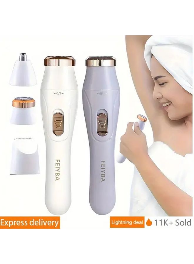 Purple 3 In 1 Painless Epilator For Women With Facial Nose Trimmer USB Rechargeable Hair Removal Kit - Image 1