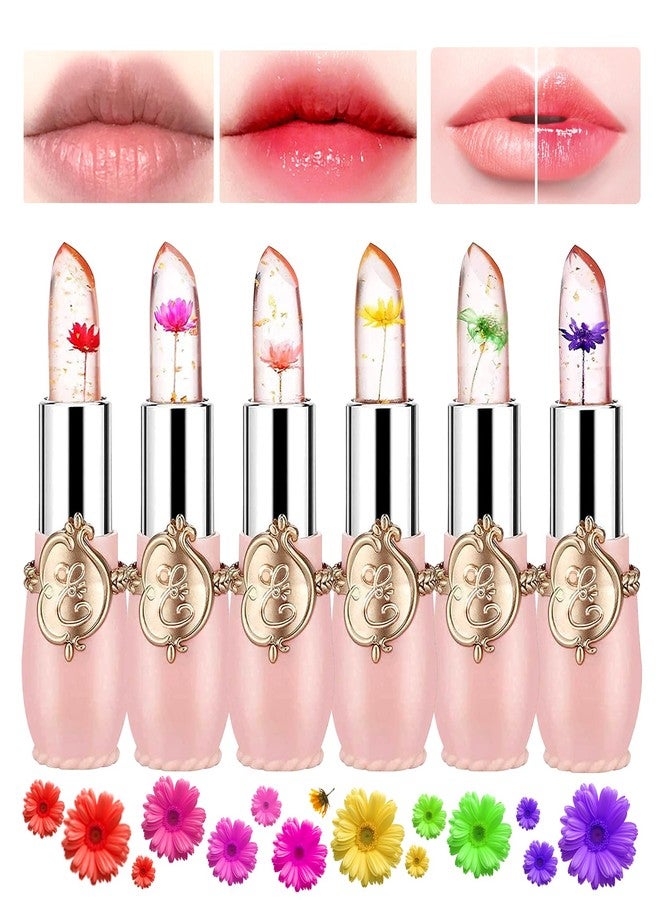 PPPanYiDi 6PCS Crystal Flower Jelly Lipstick Set,Moisturizing Color Changing Lip Gloss Set,Clear Tinted Magic Lip Stain Moisturizer Gift Set,Waterproof Lip Balm Set,Long Lasting Hydrating Lipgloss for Women - Image 1