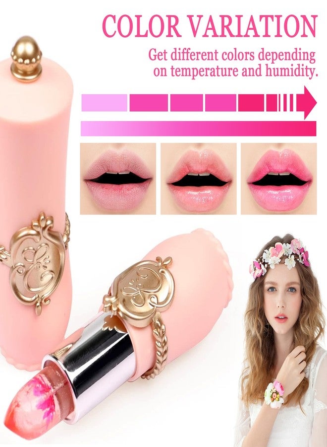 PPPanYiDi 6PCS Crystal Flower Jelly Lipstick Set,Moisturizing Color Changing Lip Gloss Set,Clear Tinted Magic Lip Stain Moisturizer Gift Set,Waterproof Lip Balm Set,Long Lasting Hydrating Lipgloss for Women - Image 3