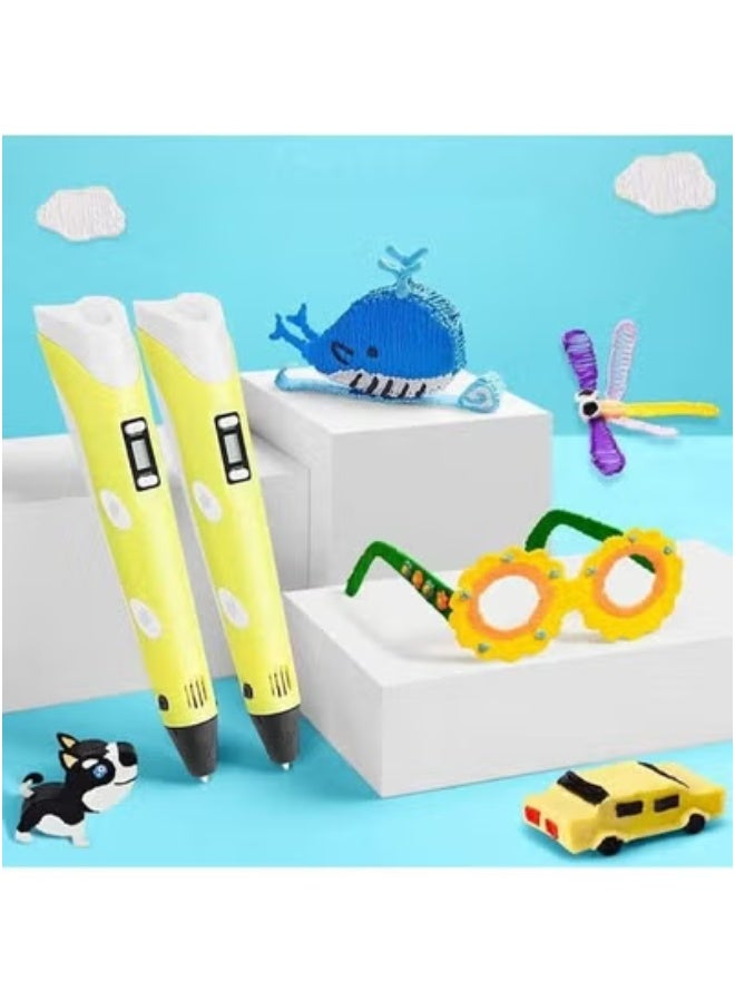 JAJEEK 3D Printing Pen with LCD Display Compatible with 1.75mm PLA/ABS Filament | USB Powered Drawing Tool for Kids & Beginners | Adjustable Temperature & Speed | Educational Toy for Art & STEM Learning | Perfect Creative Gift for Children – Yellow - Image 2
