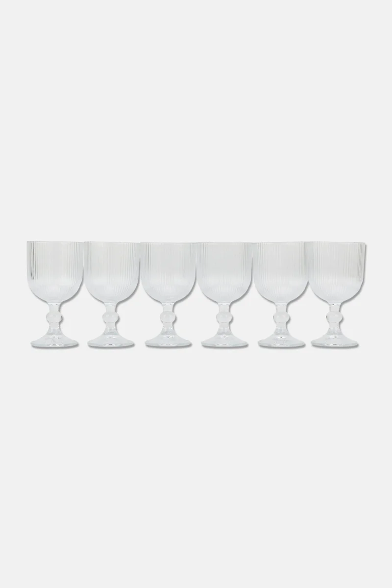 Muy Mucho Textured 6 Pieces Cystal Glass 360 ml, Transparent