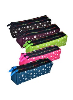 Kuber Industries Kuber Industries Pencil Pouch|Rexine Stationary Pouch|Pencil Utility Pouch|School Pencil Case for Kids|Pen-Pencil Box for Kids|2 Zipper Pencil Organizer|Star Pencil Pouch|Pack of 5|Multi, Assorted  - Image 1