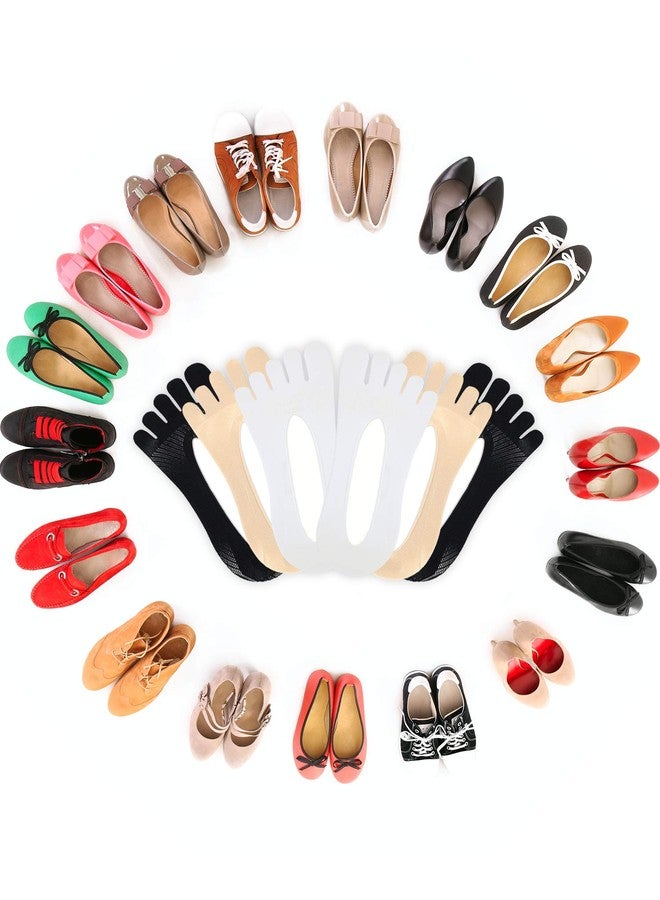 بانجدا جوارب بانغدا النسائية ذات 6 أزواج، جوارب قصيرة بدون ظهور الأصابع، جوارب كاملة الأصابع، جوارب قصيرة مع شريط جل (مجموعة الألوان 1) - Image 5