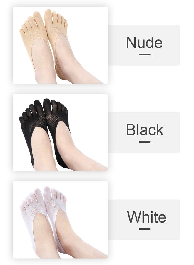 بانجدا جوارب بانغدا النسائية ذات 6 أزواج، جوارب قصيرة بدون ظهور الأصابع، جوارب كاملة الأصابع، جوارب قصيرة مع شريط جل (مجموعة الألوان 1) - Image 2