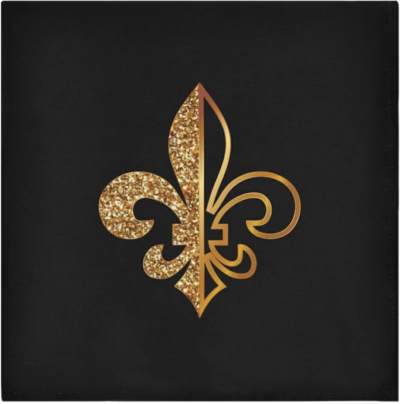 susiyo Cloth Napkins Set of 6 Golden Glittering Fleur De Lis Printed Decorative Polyester Dinner Napkins Soft Comfortable Reusable Table Cloth Napkins for Family Dinner Banquet Wedding Festivals Party - Image 1
