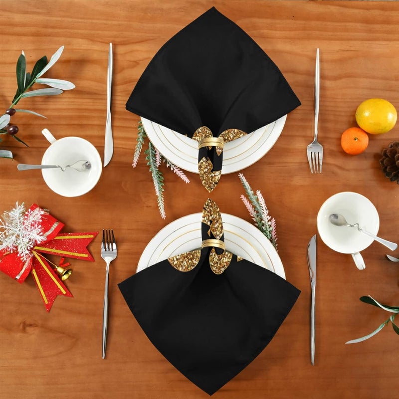 susiyo Cloth Napkins Set of 6 Golden Glittering Fleur De Lis Printed Decorative Polyester Dinner Napkins Soft Comfortable Reusable Table Cloth Napkins for Family Dinner Banquet Wedding Festivals Party - Image 5