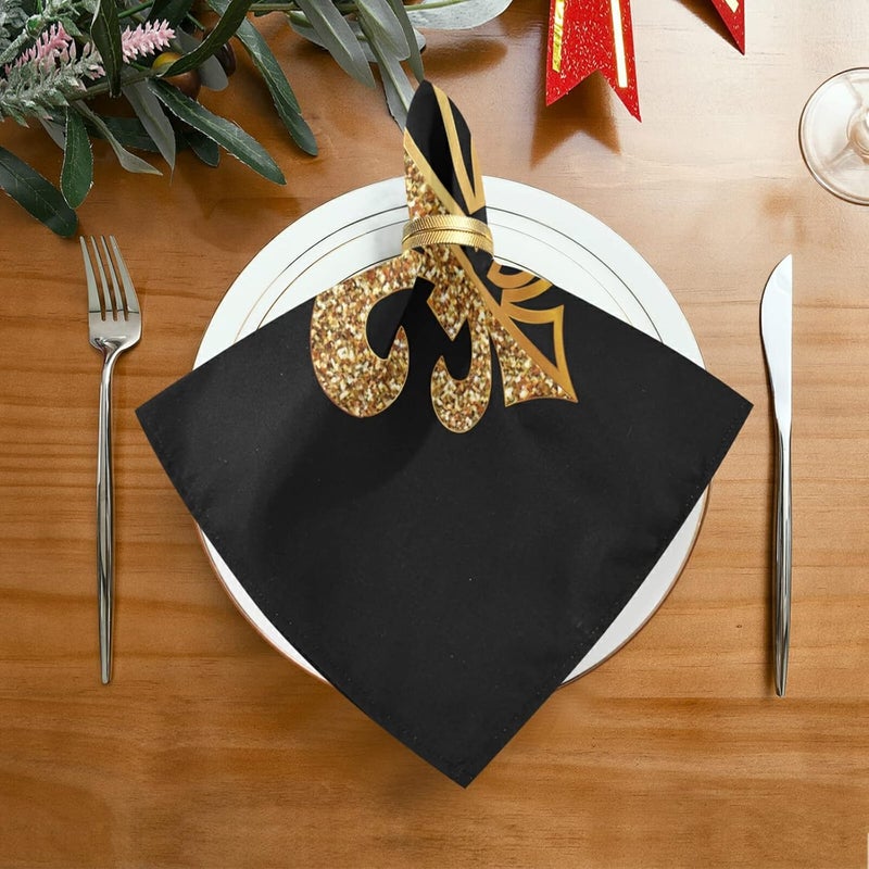 susiyo Cloth Napkins Set of 6 Golden Glittering Fleur De Lis Printed Decorative Polyester Dinner Napkins Soft Comfortable Reusable Table Cloth Napkins for Family Dinner Banquet Wedding Festivals Party - Image 3