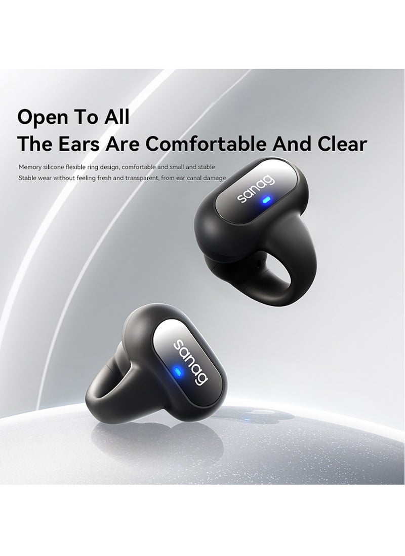 sanag Z51 Open Ear Headphones, Lightweight And Stable Clip-on Wireless Earbuds With Charging Case, Stylish Earbud And In-Ear Headphones Compatible With Iphone/samsung Phone For Men, Women, (Black)  - Image 4