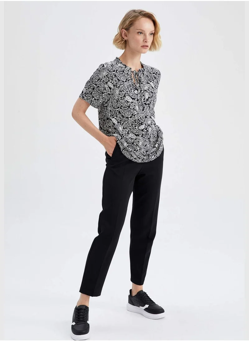 DeFacto Floral Patterned Short Sleeve Blouse