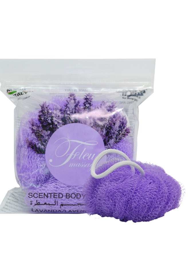 Fleur Massage Net Bath Sponges Lavender 80gm | Soft Cleansing Sponge with Calming Lavender Fragrance