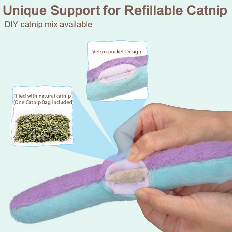 Retro Shaw Cat Toys Pillows 3Pcs, Refillable Catnip Toys with Crinkle Inside, Interactive Indoor Kitty Kicker Stick for Kitten Exercise Boredom Relief 8 Inches - Image 4