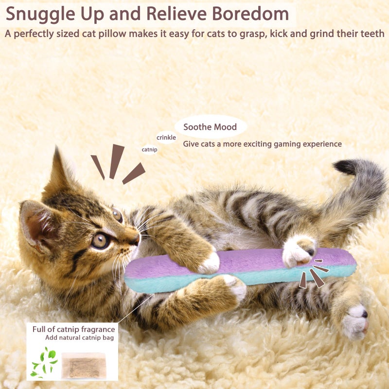 Retro Shaw Cat Toys Pillows 3Pcs, Refillable Catnip Toys with Crinkle Inside, Interactive Indoor Kitty Kicker Stick for Kitten Exercise Boredom Relief 8 Inches - Image 5