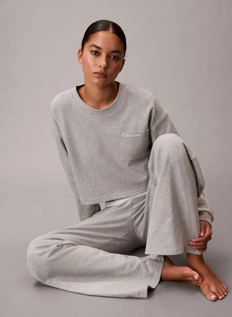 Calvin Klein B10 Grey Heather Logo Cotton Jersey Pyjama Pants for Women | Best Price UAE
